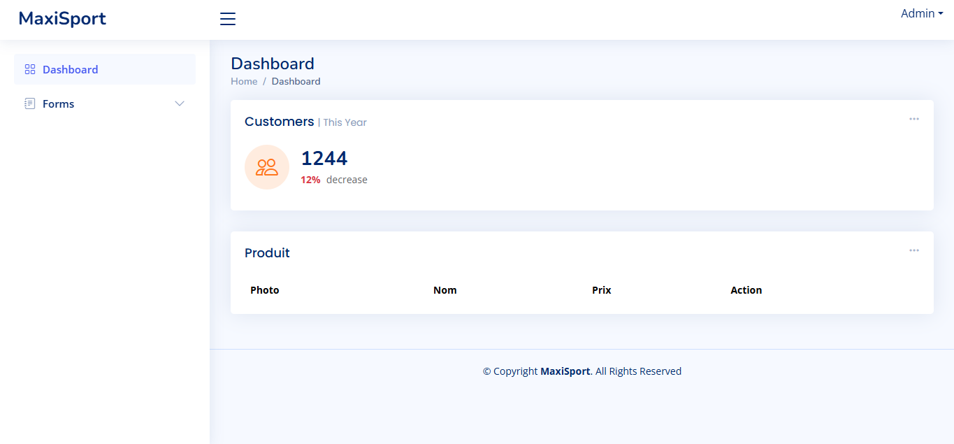 Site vitrine d'article de sport